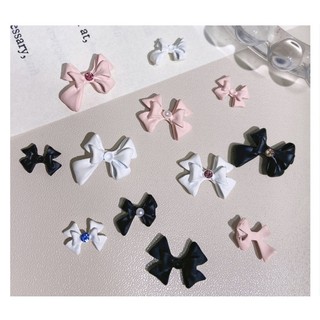 Set 2 Viên Charm Nơ Nhám Trang Trí Móng