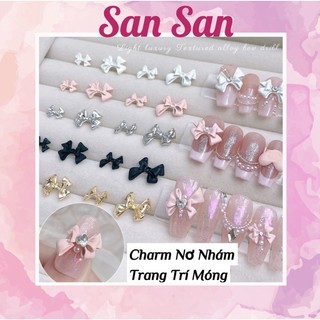 Set 2 viên charm nơ nhám trang trí móng