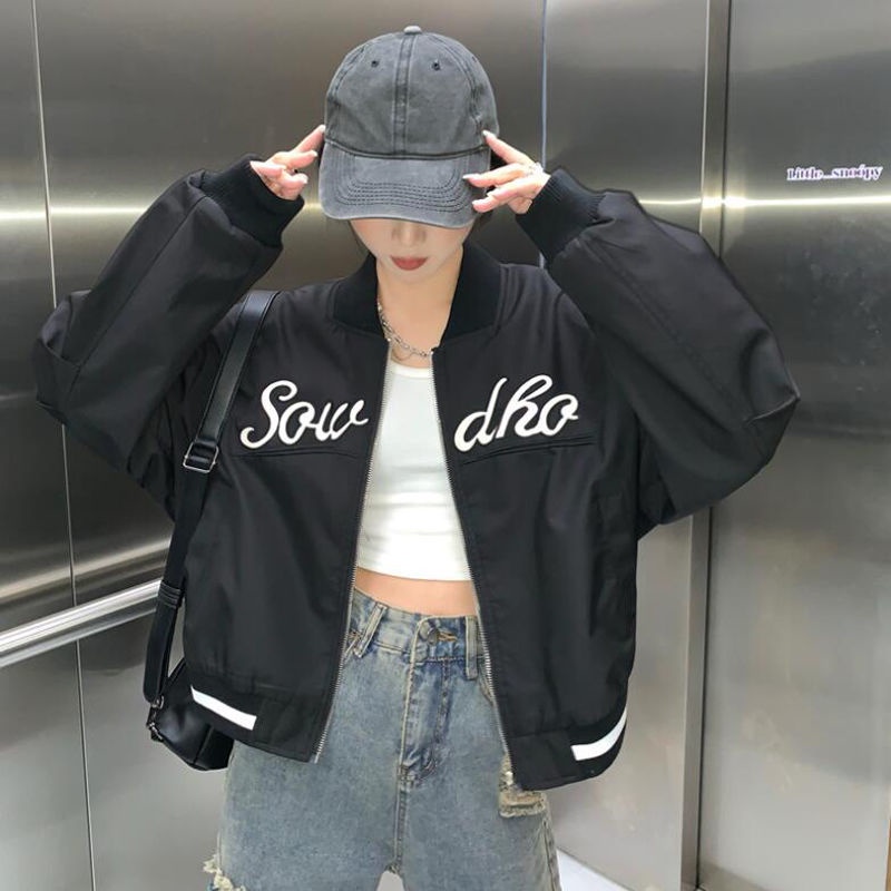 Áo Khoác Bóng Chày Dáng Rộng Thêu Chữ Thời Trang Xuân Thu Mới 2023
