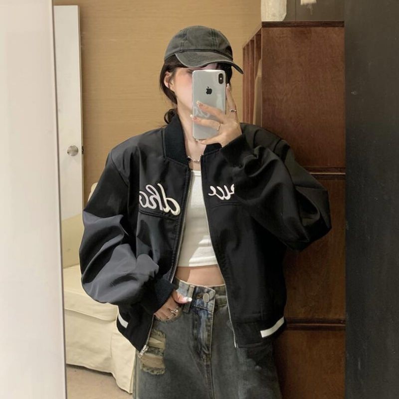 Áo Khoác Bóng Chày Dáng Rộng Thêu Chữ Thời Trang Xuân Thu Mới 2023