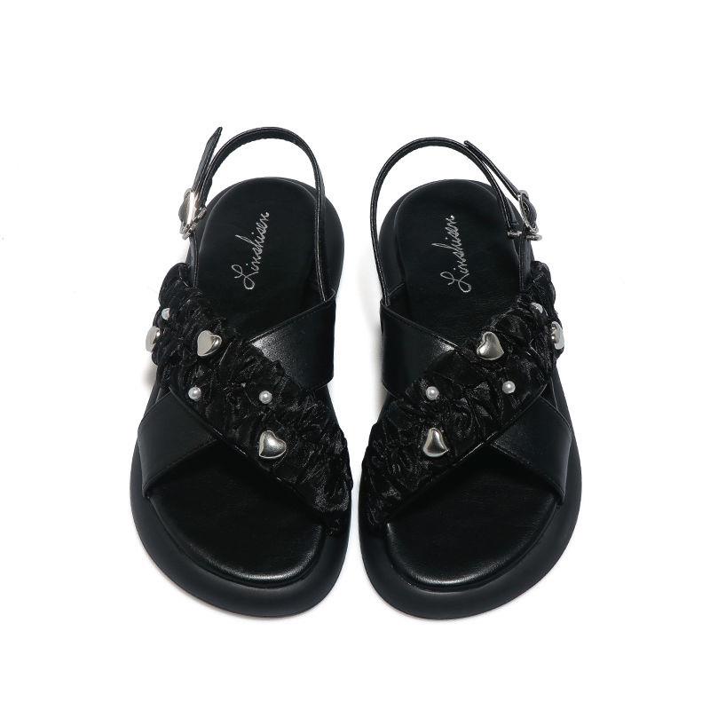 Xăng Đan Đế Bệt Màu Đen Thời Trang Mùa Hè 2023 Dành Cho Nữ