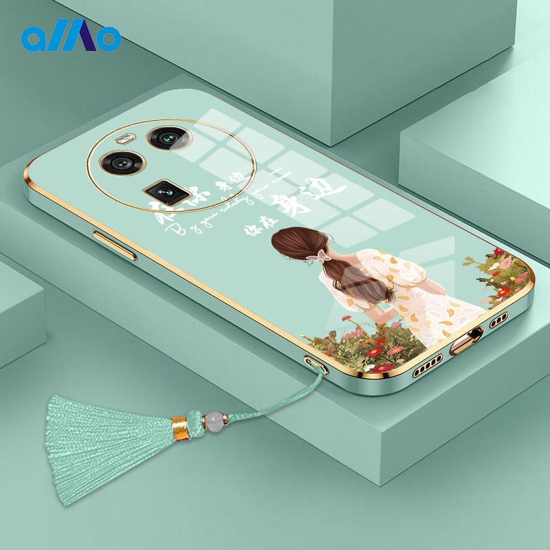 Ốp Điện Thoại Dẻo Tráng Gương Phối Tua Rua Phong Cách Trung Quốc Sang Trọng Cho Oppo Find X6 Pro vivo X90 Pro +