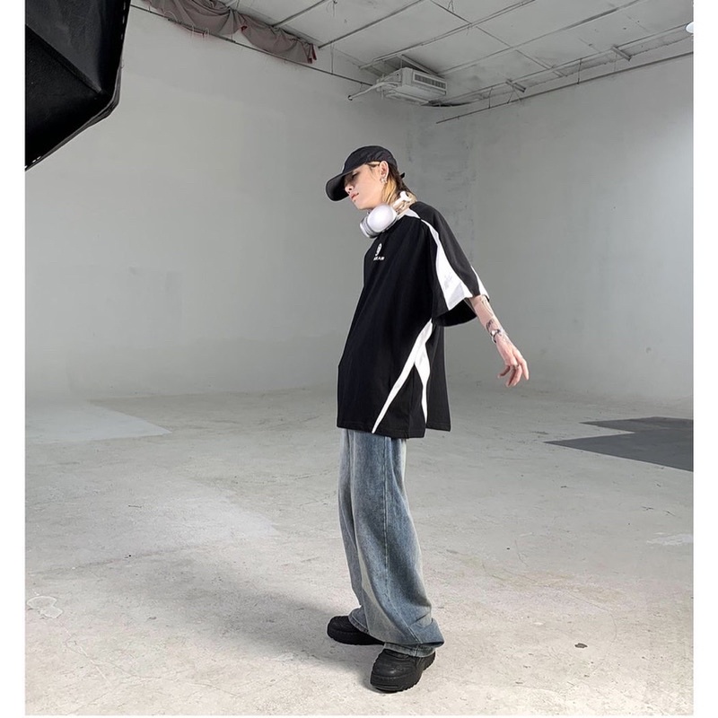 Áo phông BLK dáng rộng hình thêu phong cách streetwear, blokecore, Brokeboiz