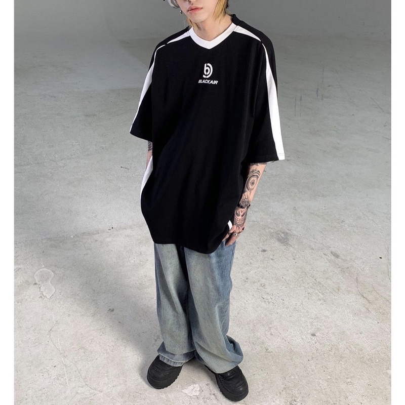 Áo phông BLK dáng rộng hình thêu phong cách streetwear, blokecore, Brokeboiz