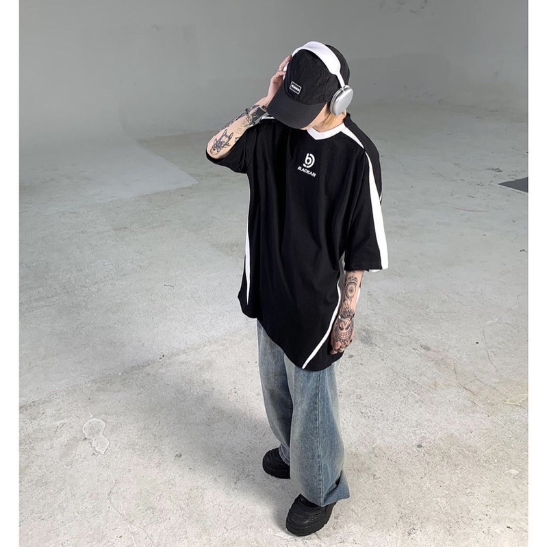 Áo phông BLK dáng rộng hình thêu phong cách streetwear, blokecore, Brokeboiz