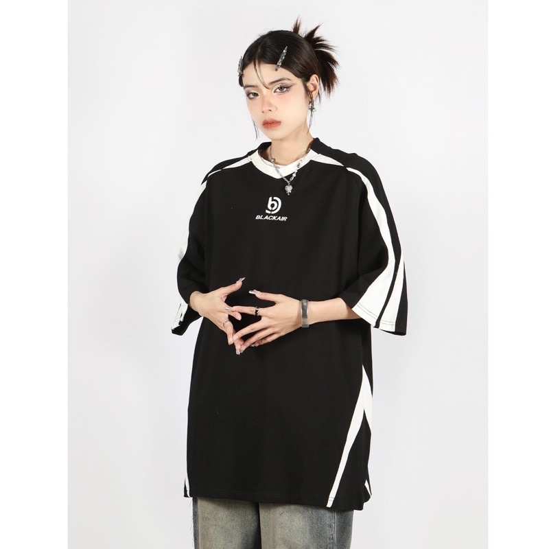Áo phông BLK dáng rộng hình thêu phong cách streetwear, blokecore, Brokeboiz