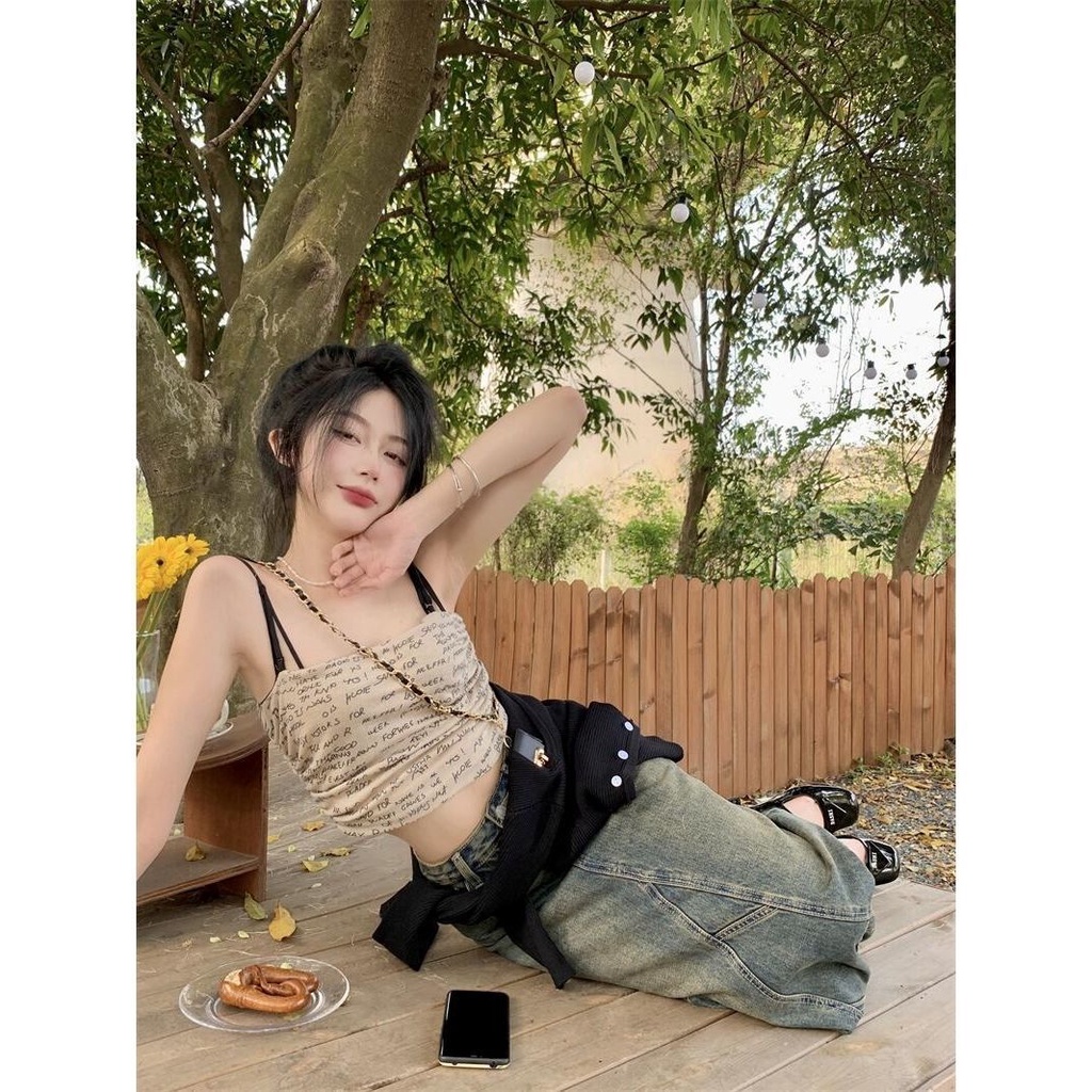 Áo Hai Dây Dáng Ôm In Chữ Thời Trang Mùa Hè Hàng Mới Dành Cho Bạn Nữ