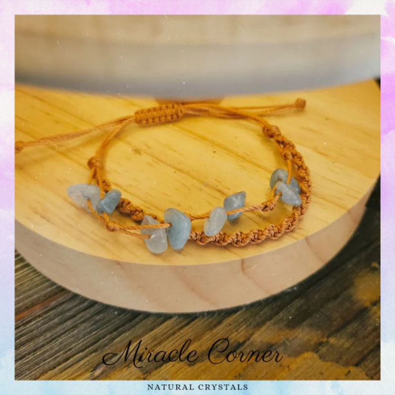 Vòng tay aquamarine macrame