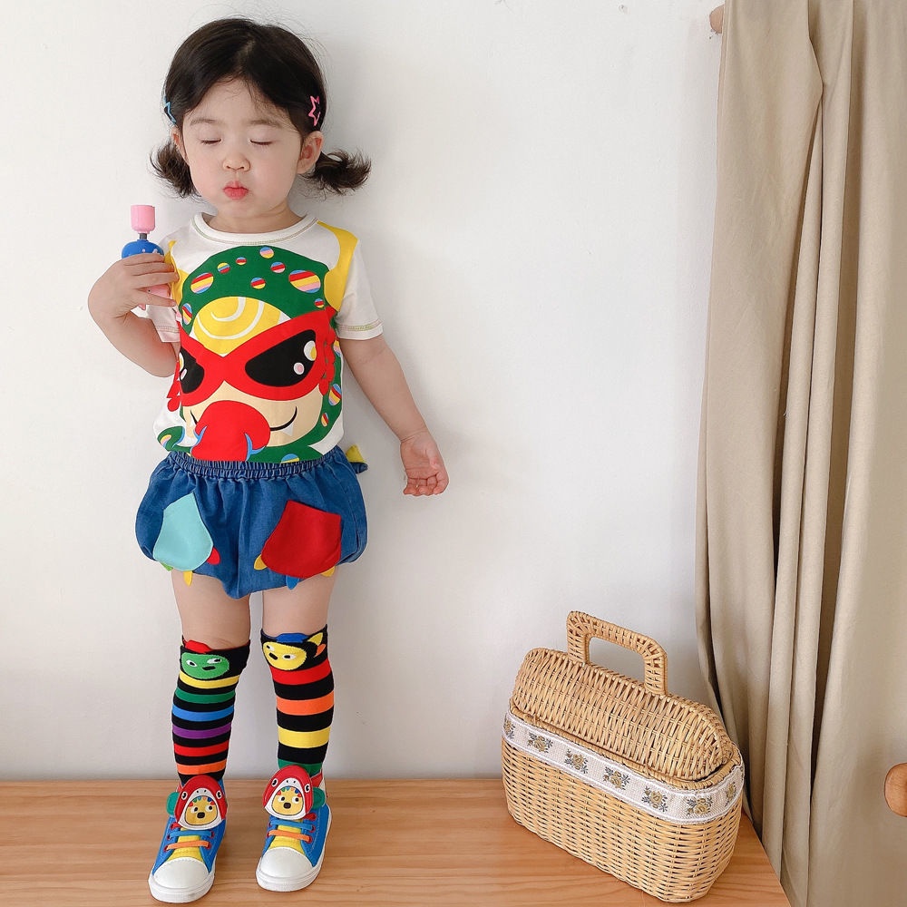Quần Short Denim Lưng Cao Thời Trang Mùa Hè Dễ Thương Cho Bé Trai Và Gái