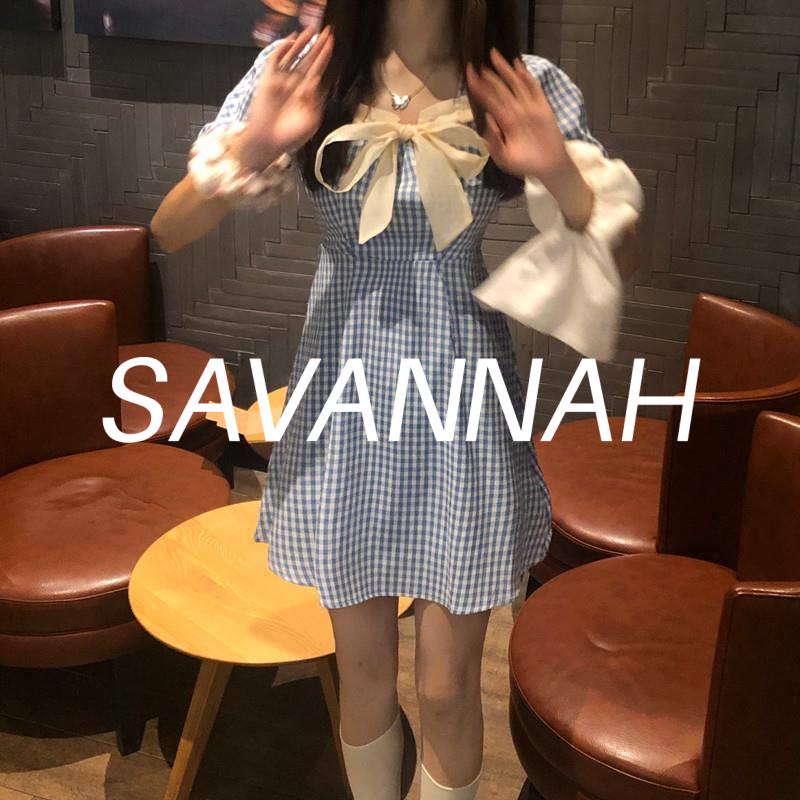 váy babydoll Đầm Dáng Chữ a Họa Tiết Sọc Caro Phong Cách Pháp Thanh Lịch