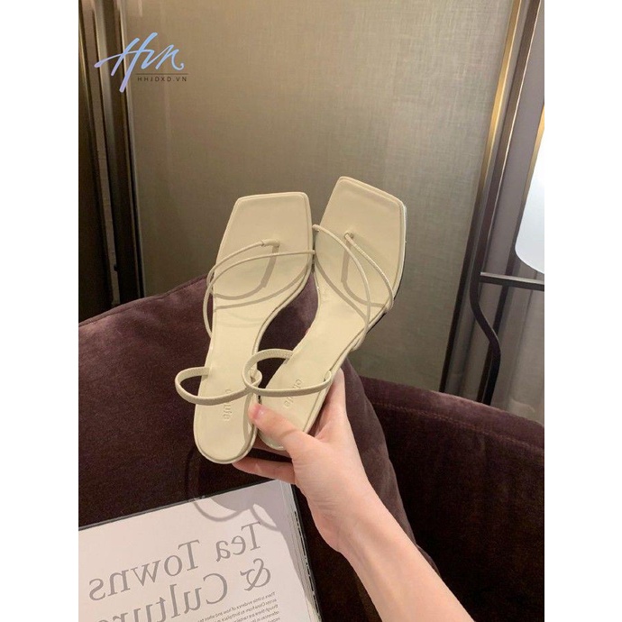 Hàng Mới Về Sandal Cao Gót Da Mềm Mũi Vuông Thời Trang Mùa Hè 2023 Dành Cho Nữ