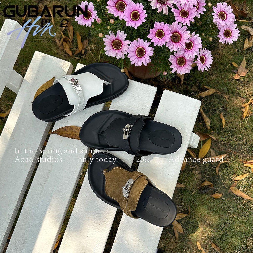 Dép Sandal Xỏ Ngón Đế Bằng Da Bò Phối Khóa Bạc Phong Cách Roman Thời Trang Mùa Hè Hàng Mới 2023