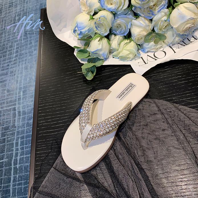 Dép Xỏ Ngón Đính Đá Thiết Kế Đơn Giản Thoải Mái Thời Trang Mùa Hè 2023 Cho Nữ