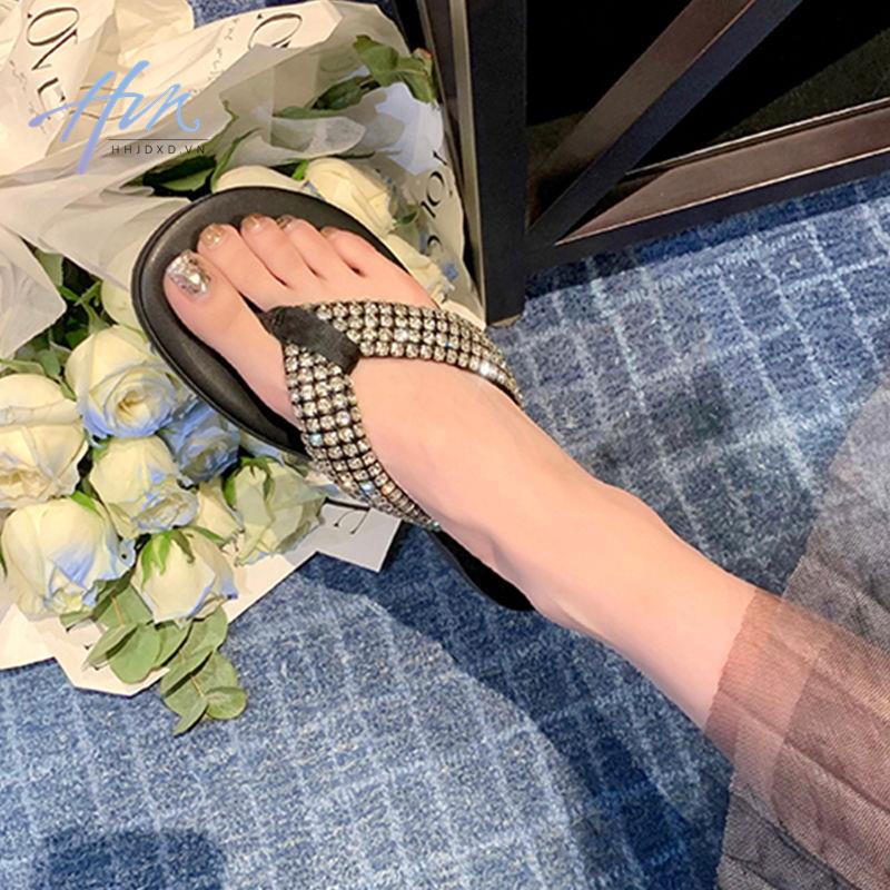 Dép Xỏ Ngón Đính Đá Thiết Kế Đơn Giản Thoải Mái Thời Trang Mùa Hè 2023 Cho Nữ