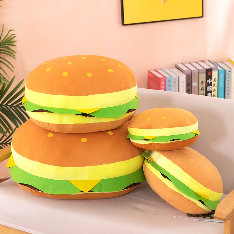 Gối Nhồi Bông Hình Bánh Hamburger Cỡ Lớn Mềm Mại Vui Nhộn