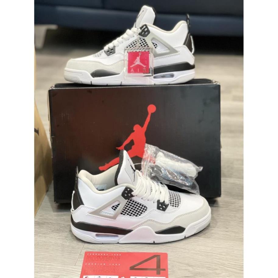 Giày sneaker Air Jordan 4 Retro ‘Military Black’ - BẢN LIKEAUTH, Giày JD4 Đen Trắng [ FREESHIP + Full Bill Box]