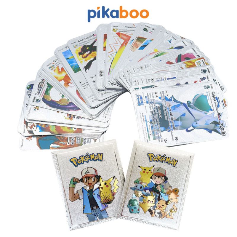 Thẻ bài pokemon mạ vàng, bạc - túi 10 lá