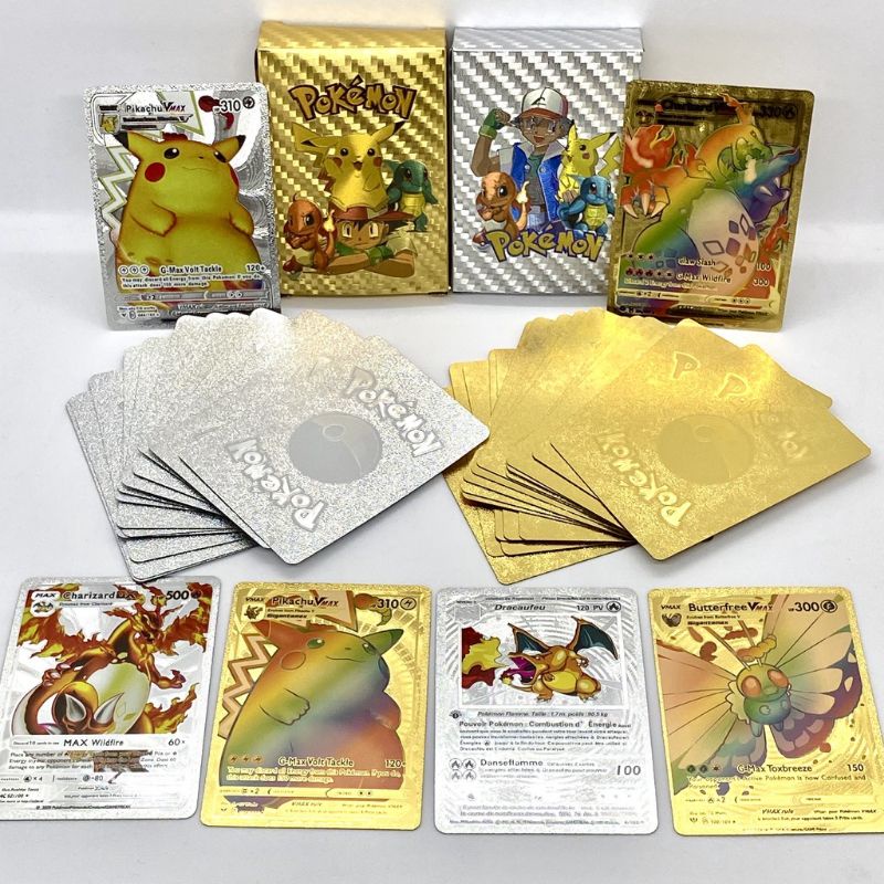 Thẻ bài pokemon mạ vàng, bạc - túi 10 lá