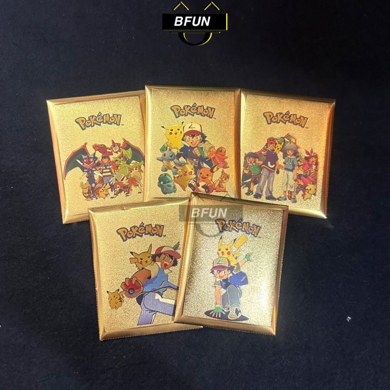 Thẻ bài pokemon mạ vàng, bạc - túi 10 lá