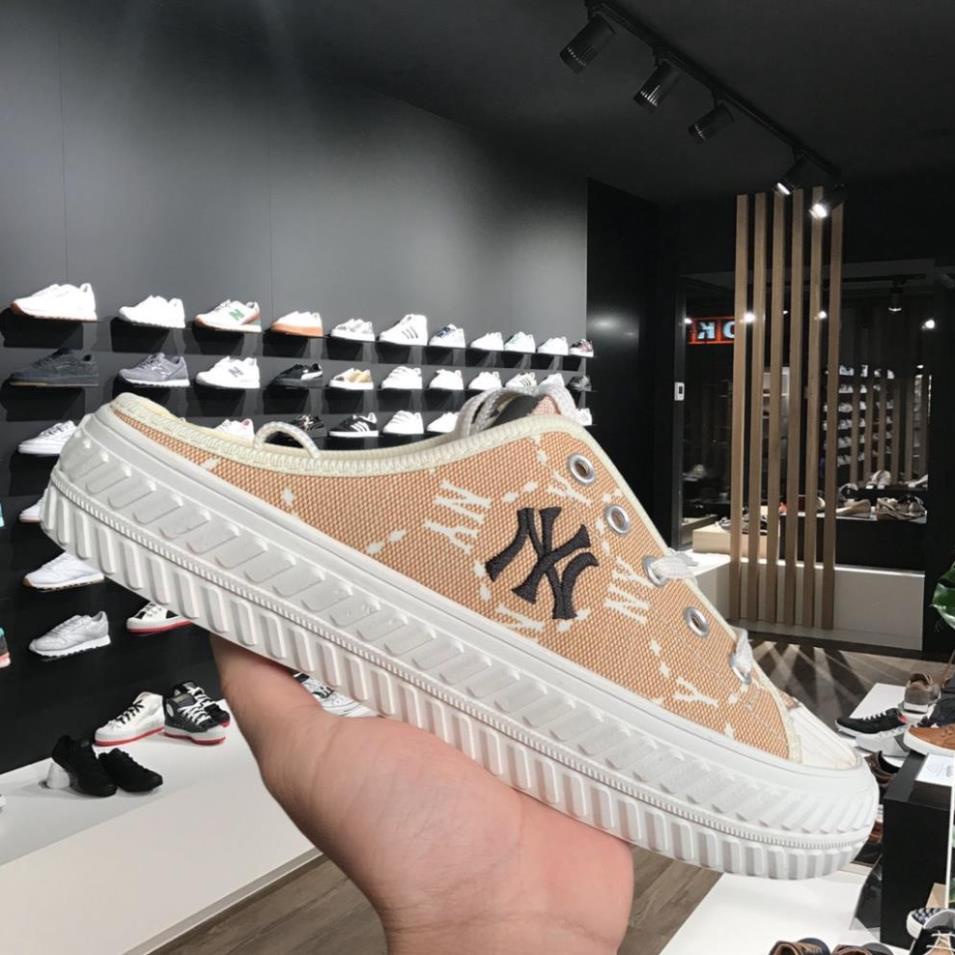 Giày Sneaker MLB sục đạp gót NY thêu màu cam đen nữ cao cấp full box + bill