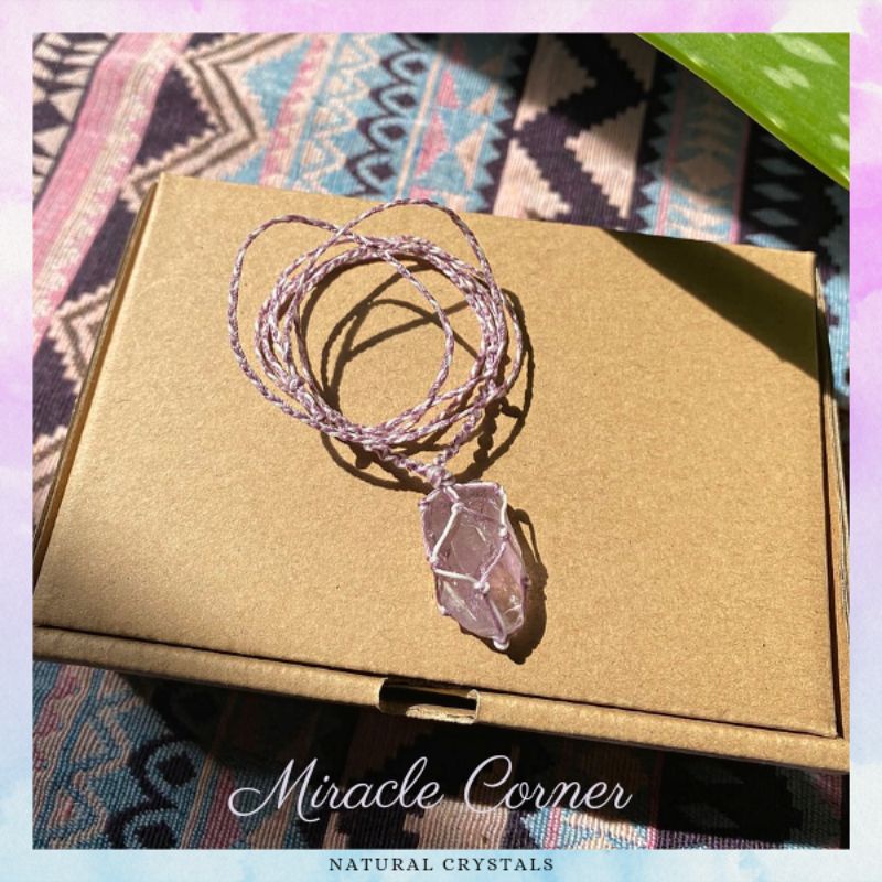 Vòng cổ Amethyst đan macrame màu đậm đẹp