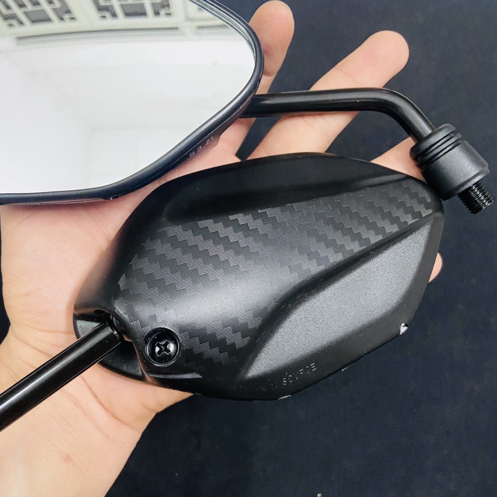 Gương Chiếu Hậu Xe Máy Kiểu Air Blade Vân Carbon Chân Lùn Chân Kính 10 Ly Răng Thuận