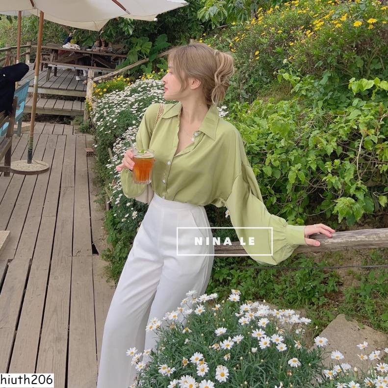 Bộ Sơ Mi Xanh & Quần Culottes Cho Các Nàng Công Sở X0133