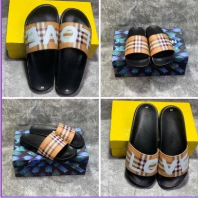 Dép lê nam quai ngang BBR cao su đúc quai kẻ sọc màu be chữ LOVE đế nổi chữ cạnh siêu bền đẹp DL14P