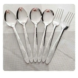 Thìa inox,dĩa cán dài hoa văn chạm khắc hoa văn