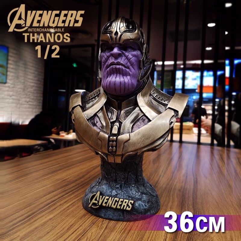 Mô hình bán thân Thanos 36cm, trang trí kệ tủ, bàn làm việc, mô hình đồ chơi maval