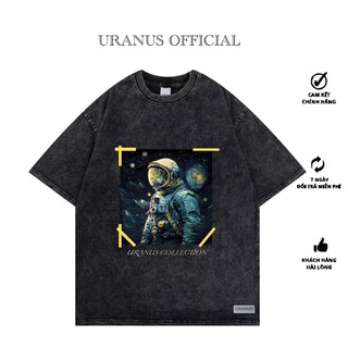 Áo thun Wash loang cotton URANUS form rộng nam nữ Unisex