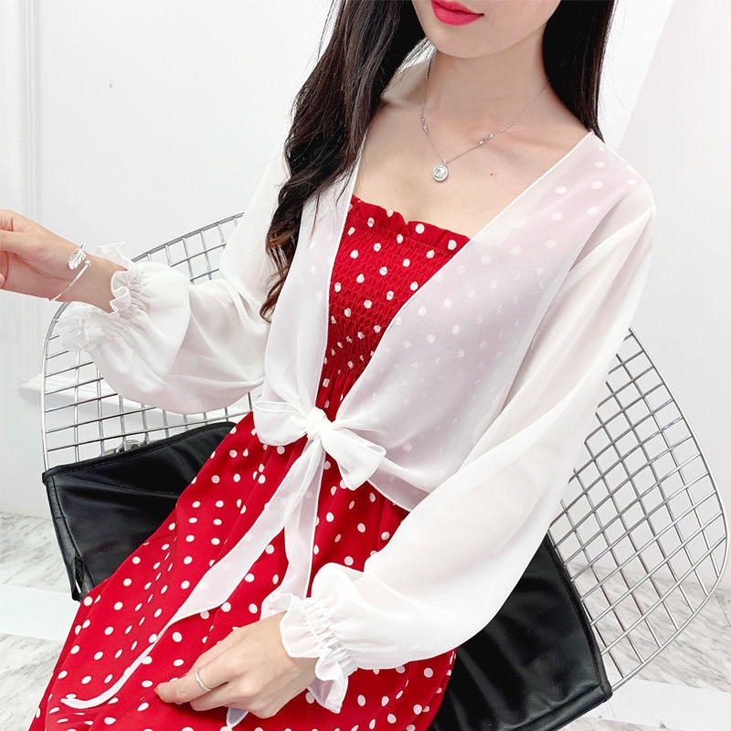 Áo Khoác Cardigan Chiffon Siêu Mỏng Dáng Ngắn Thời Trang Mùa Hè Hàng Mới 2021 Dành Cho Bạn Nữ