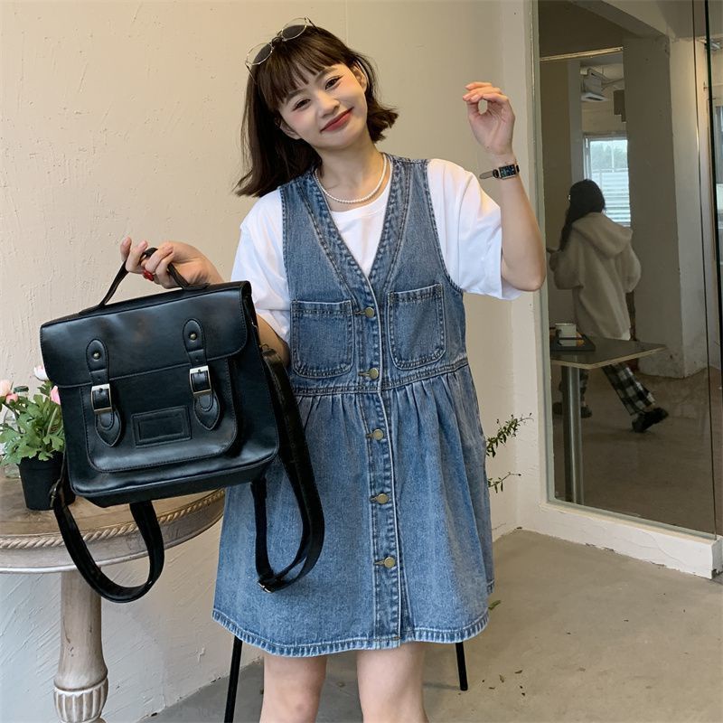 Đầm Denim Không Tay Hai Mảnh Thời Trang Mùa Hè 2023 Phong Cách Mới Cho Nữ