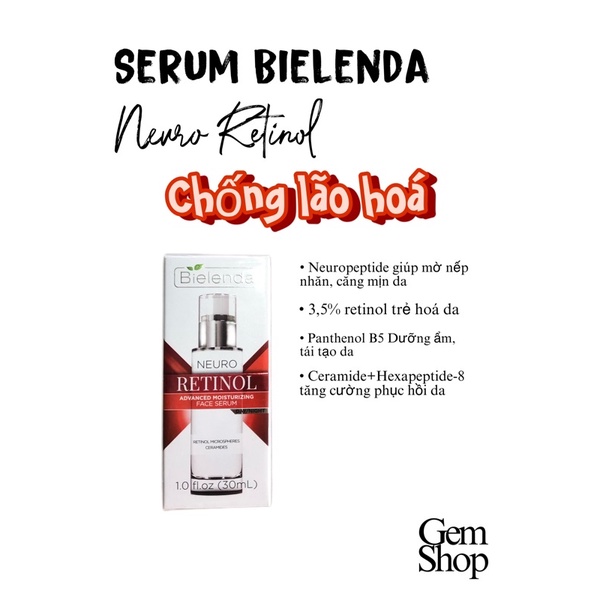 Serum chống lão hóa, dưỡng ẩm Bielenda Neuro Retinol Advanced Moisturizing Face Serum