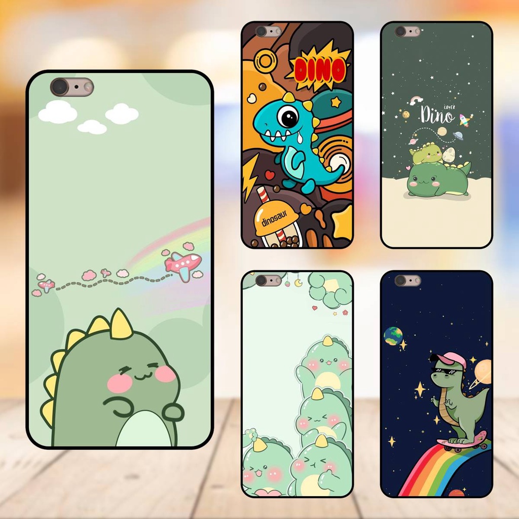 Ốp lưng điện thoại iPhone 6s Plus, 6 Plus viền đen Khủng Long Cute Dễ Thương Dinosaur
