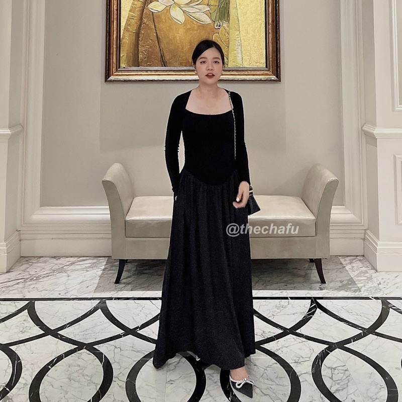 ĐẦM THUN PHỐI LỤA DÁNG DÀI