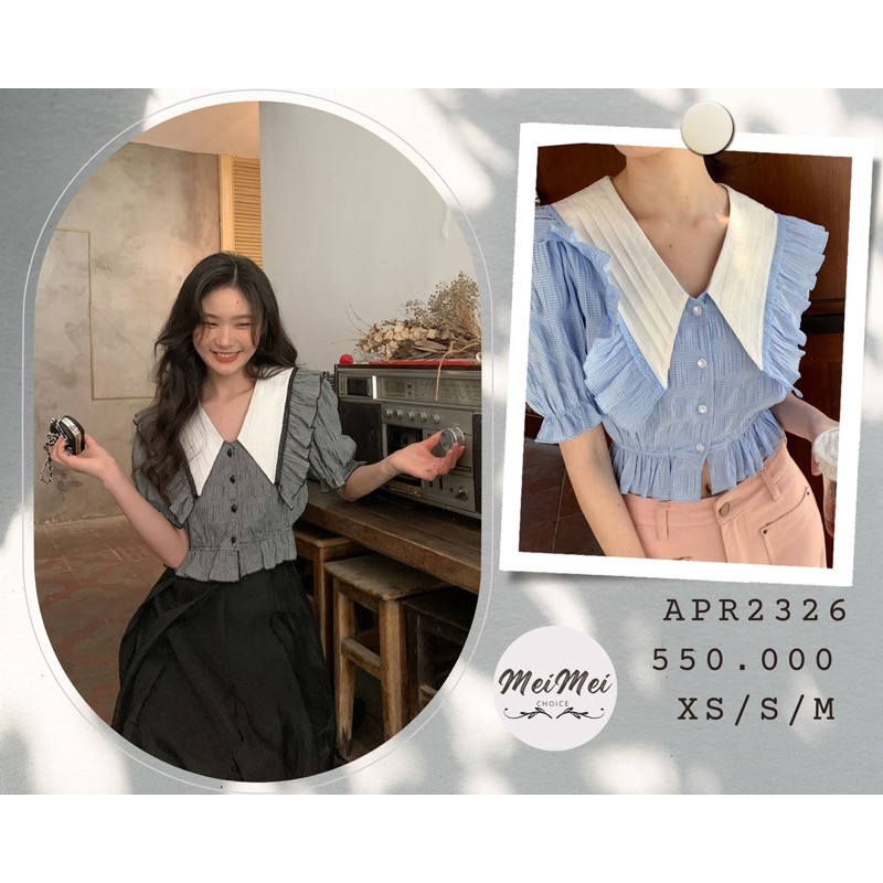 ✿мᴇι✿ Áo polyester chống nhăn thiết kế cổ đức cánh tiên brand HELLO KANO APR2326