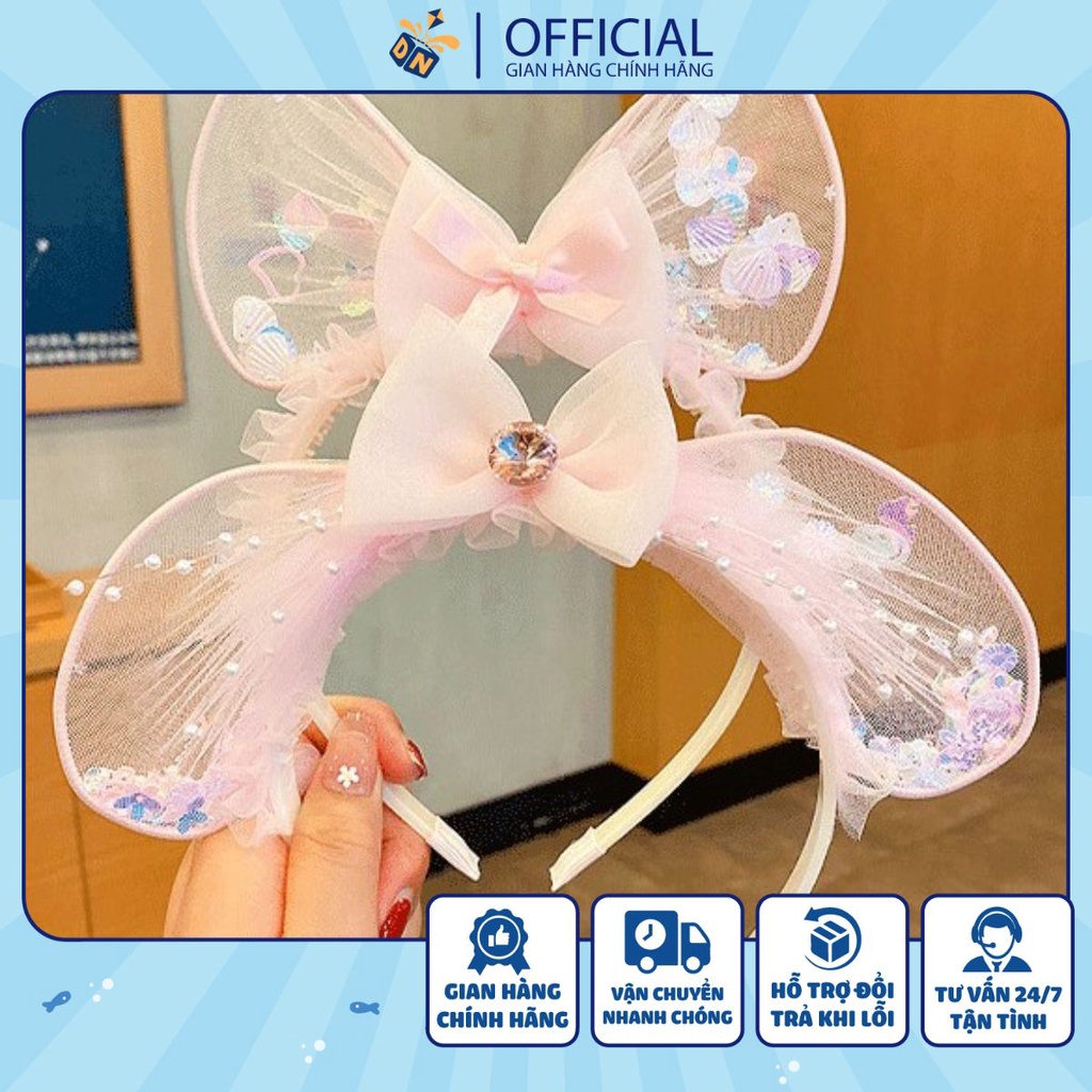 Băng Đô Vương Miện Nơ Voan xinh xắn, giúp các bé nhà mình trở thành những cô công chúa đáng yêu 2022