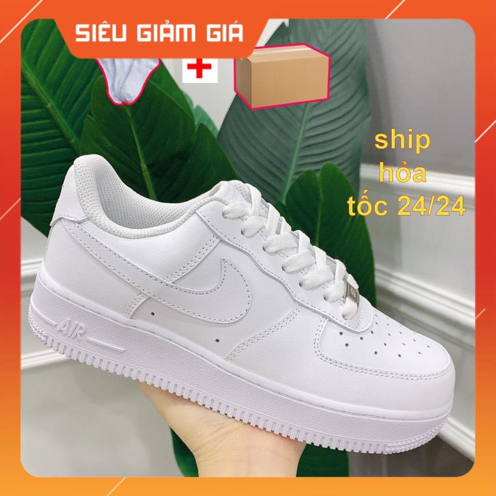 Giày Sneaker Air Force 1 Thể Thao Nam Nữ Trắng All White, Box Bull Hót Để Phối Đồ Đầy Đủ