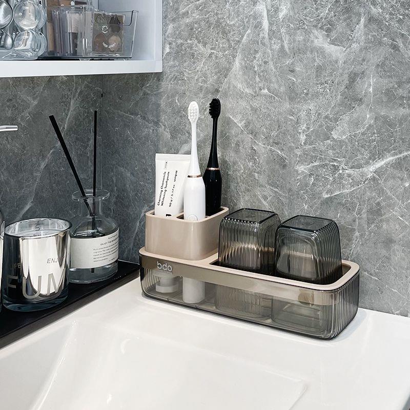 Giá Đỡ Bàn Chải Đánh Răng Cốc Xi Lanh Không Cần Khoan Lỗ Màu Đỏ Lưới m