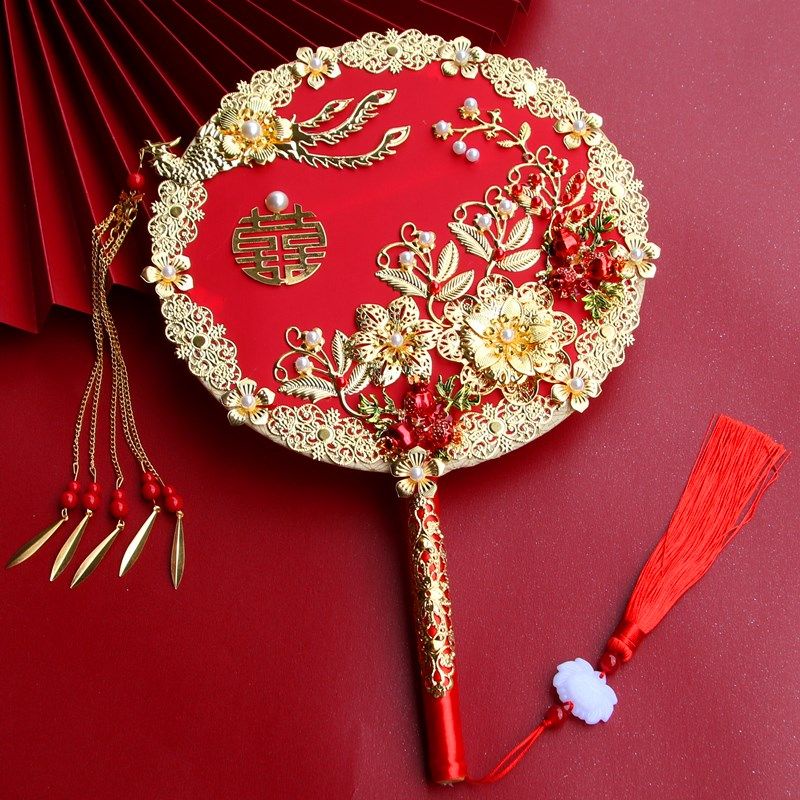 [Aishang Trang Sức Đẹp] Quạt Xiuhe Trung Hoa Kết Thúc Trang Phục Đám Cưới Cho Cô Dâu Xiuhe Nhóm Hoa