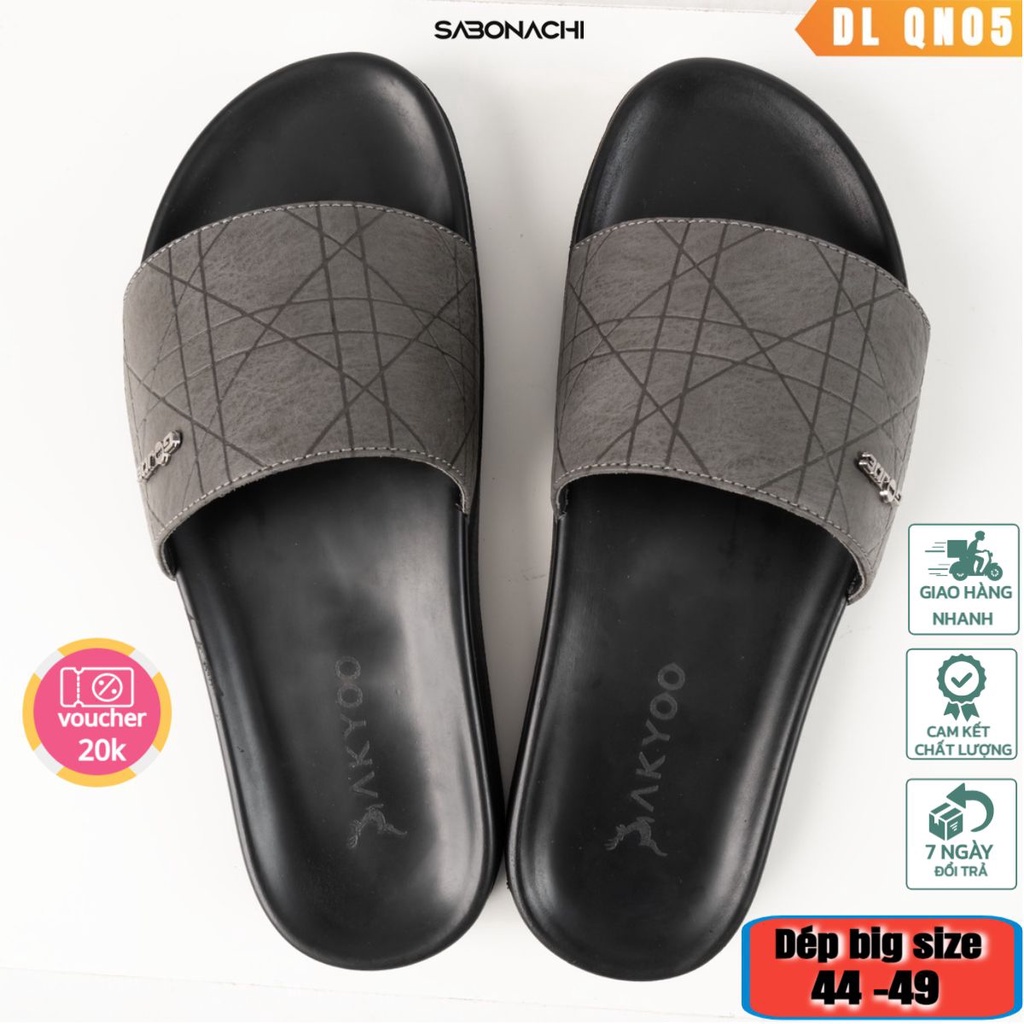 Dép Da Nam Bigsize 44 - 49 Quai Ngang .{DLQL05}.Đế Cao Su Đẹp Mang Êm Chân Cho Bàn Chân Cỡ Bự
