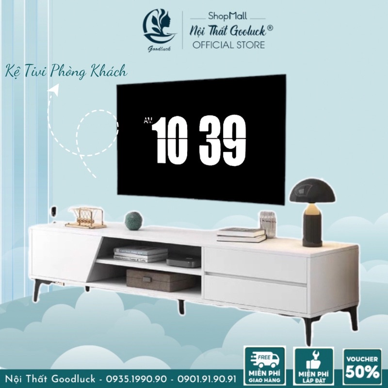 Tủ tivi để sàn Goodluck dùng làm kệ tivi đa năng đã lắp sẵn TV117