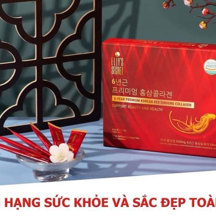 Viên Uống Hồng Sâm Collagen Ellys Secret Hàn Quốc thăng hạng nhan sắc, cải thiện sinh lý, giảm viêm