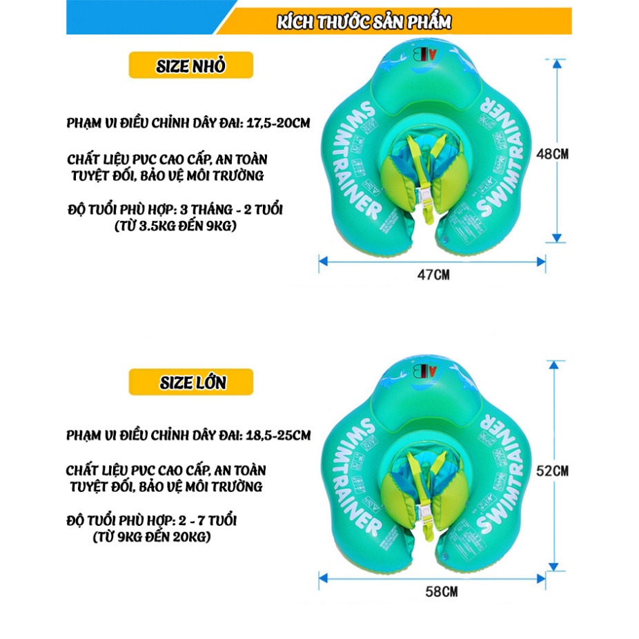 Phao bơi chống lật tặng thêm BƠI HƠI, luôn giữ cân bằng đảm bảo chất lượng tin cậy cho bé khi đi bơi