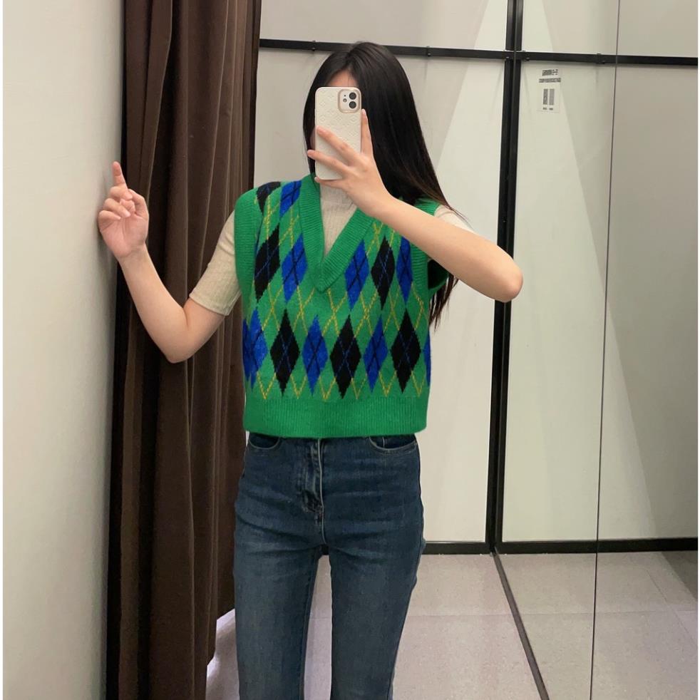 Áo Zara Sweater Zara Dệt Kim Sát Nách Đính Đá Traf45