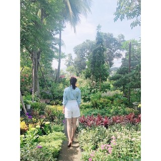 quần short nữ linen lưng cao