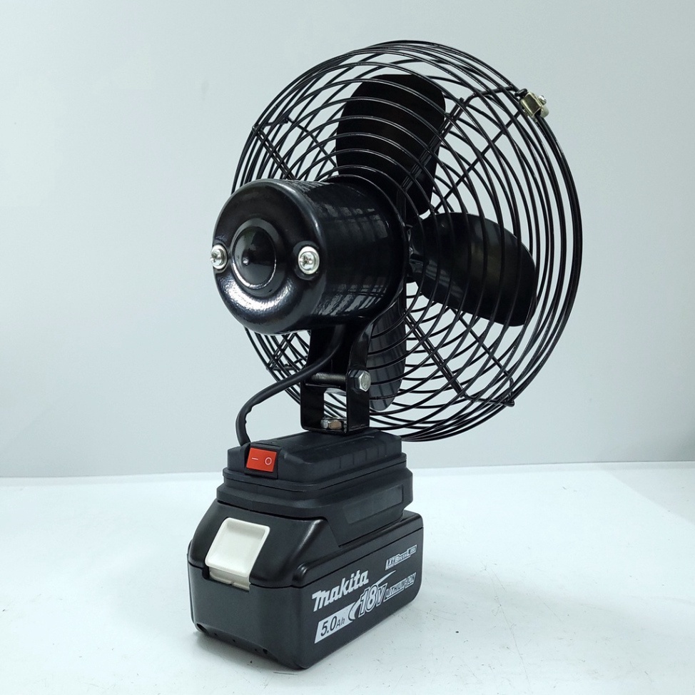 Quạt Chạy Pin Makitaa 8 Inch Cánh Sắt 21cm Lồng Thép Mạ, Dùng Chung Pin Chân Pin thông thườn Maakita 14,4v -