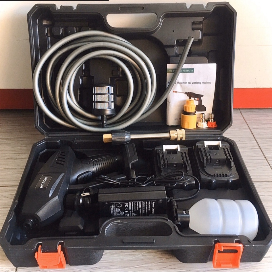 Máy rửa xe Hitachi 199V - Máy xịt rửa sân vườn, Máy xịt rửa cao thế có tạo bọt tuyết khuyến mãi bình tạo bọt