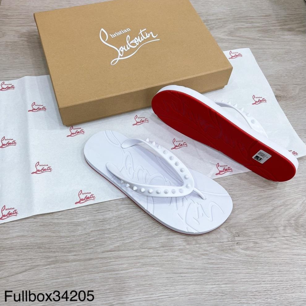 Dép Tông Nam Louboutin Đính Đinh FullBox Siêu Đẹp - Dép Tông Trắng Nam Mới Nhất